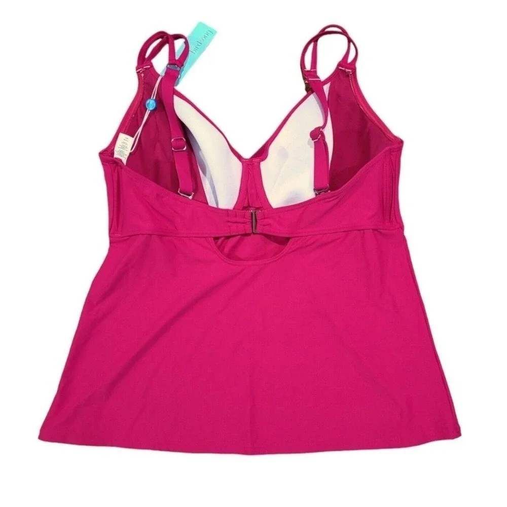 Birdsong Size 34DDD Bare Necessities Pink Underwire Wrap Tankini Swim Top Pink - Picture 4 of 11
